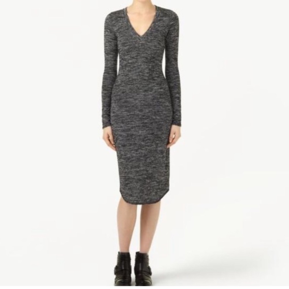 Wilfred Free Charcoal Marled Ribbed Midi Dress